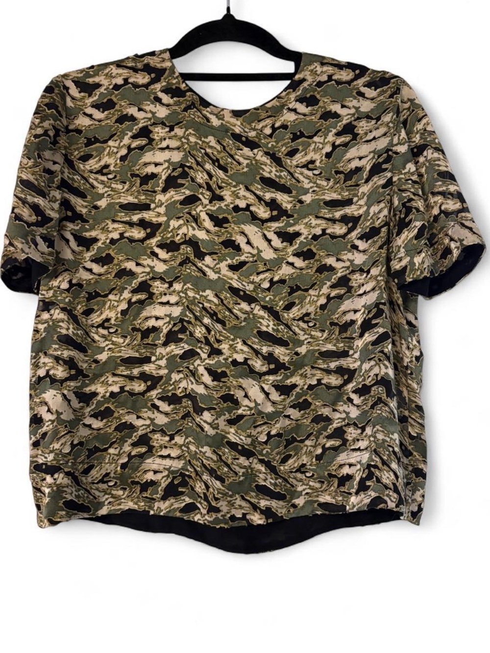 rag & bone Olive and Black Camo Short Sleeve Tee